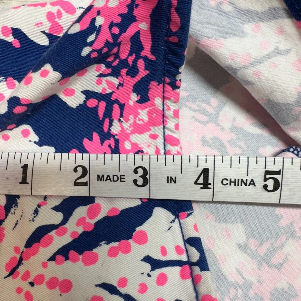Lilly‎ Pulitzer Hazellle stretch Shorts Navy Pink Coral Reef Size 00 Side Zip